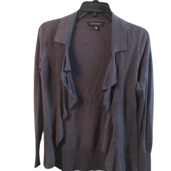 Banana Republic Cashmere Waterfall Front Cardigan in Plum EUC Size Medium - Picture 2 of 2